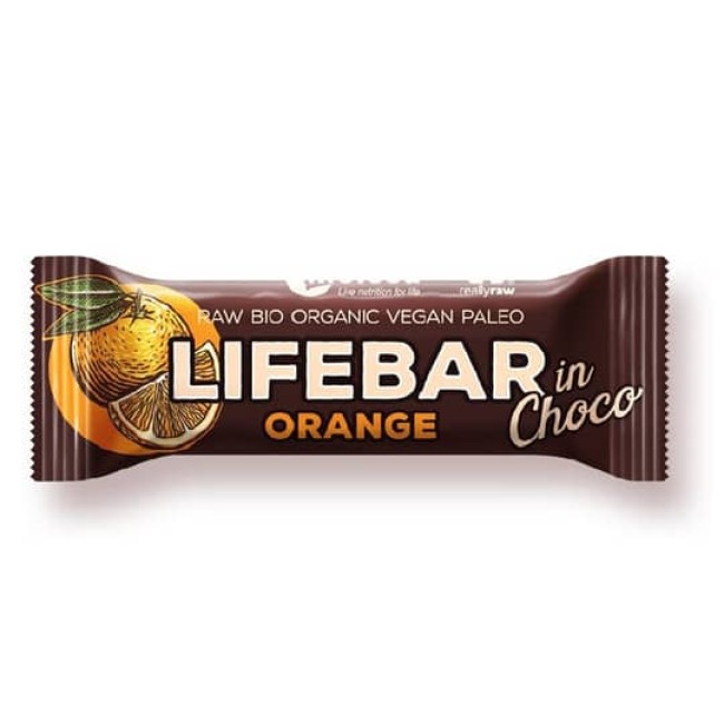 Baton cu portocale in ciocolata raw bio 40g Lifebar
